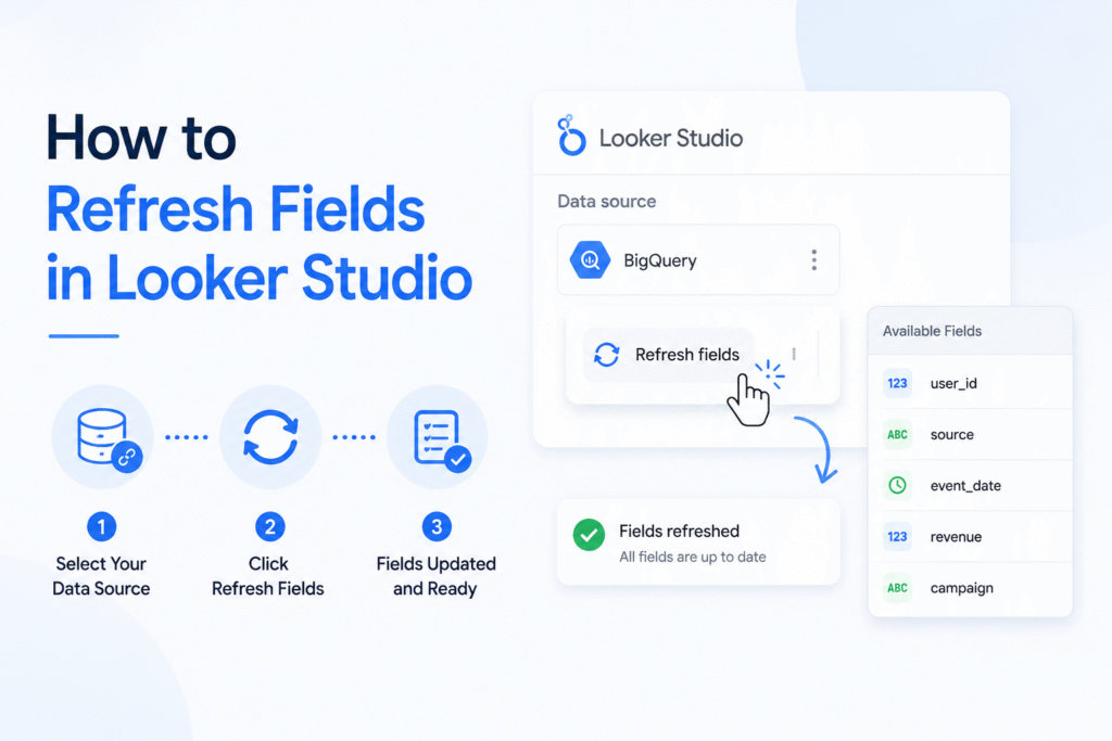 What is the process of refreshing fields in Looker Studio?